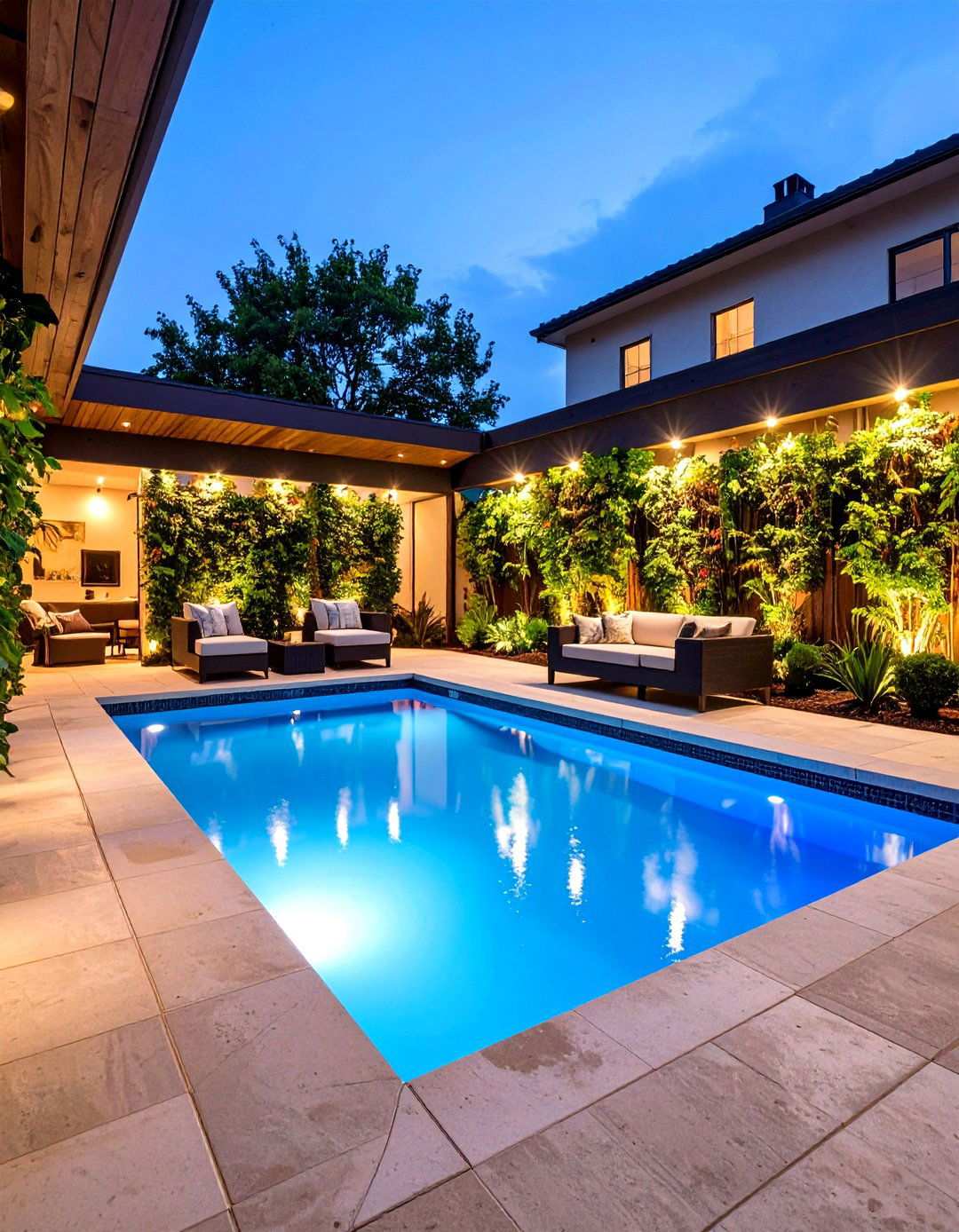 Plunge Pool Courtyard with Privacy Walls - 24 Tropical Backyard Ideas