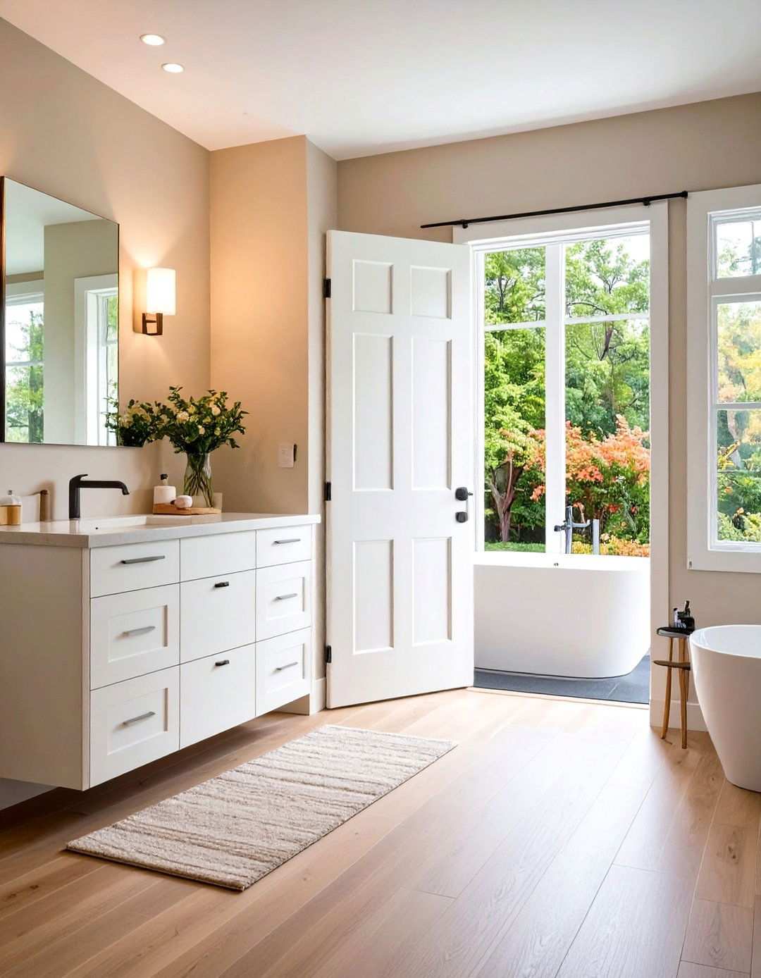 Pocket Door Space Saving Solution - 24 Small White Bathroom Ideas
