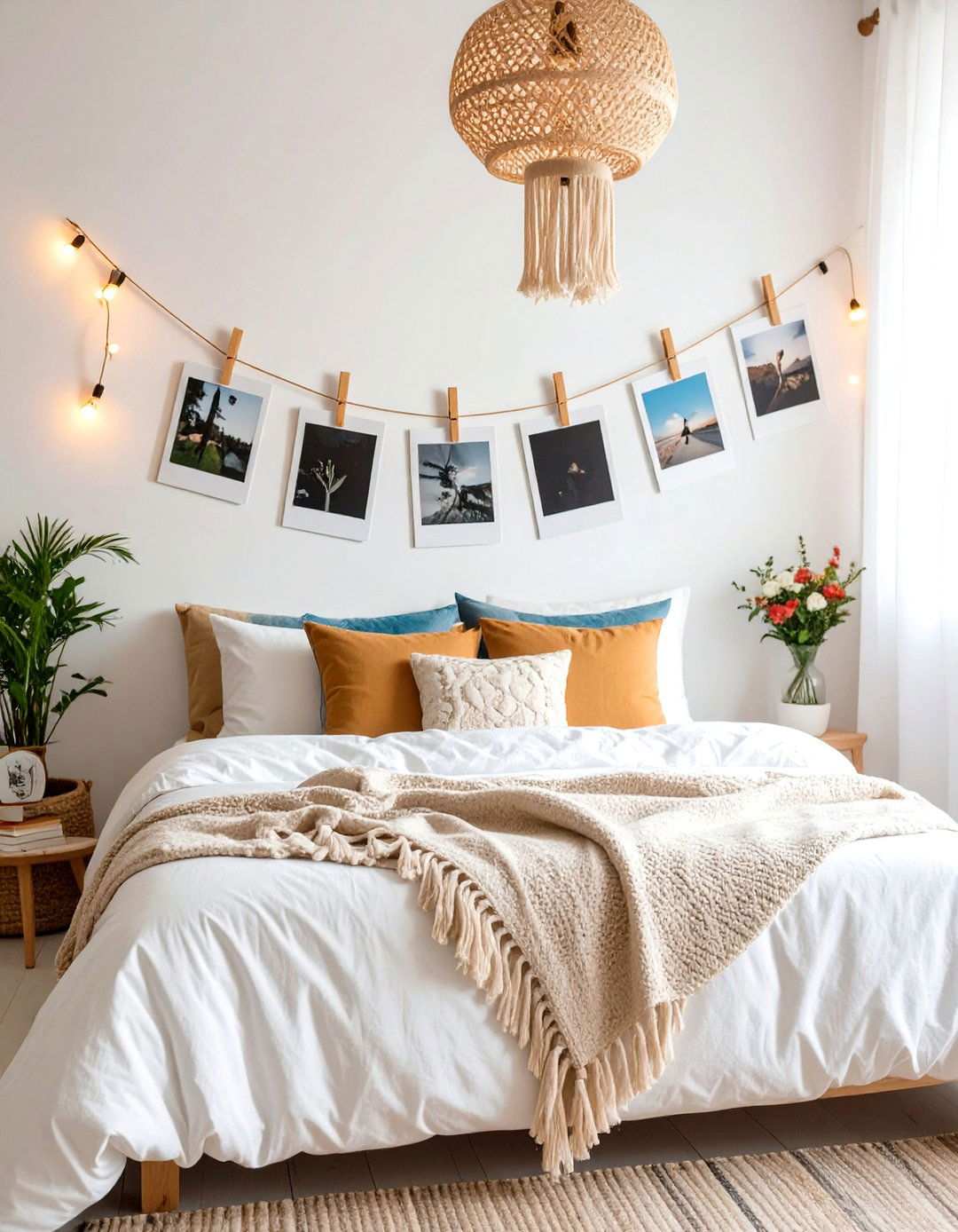 Polaroid String Display with Clips - 24 Wall Collage Ideas
