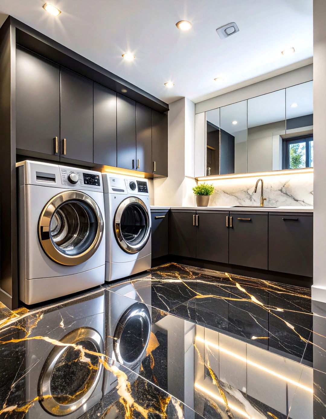 Polished Granite Tiles - 24 Laundry Room Floor Ideas