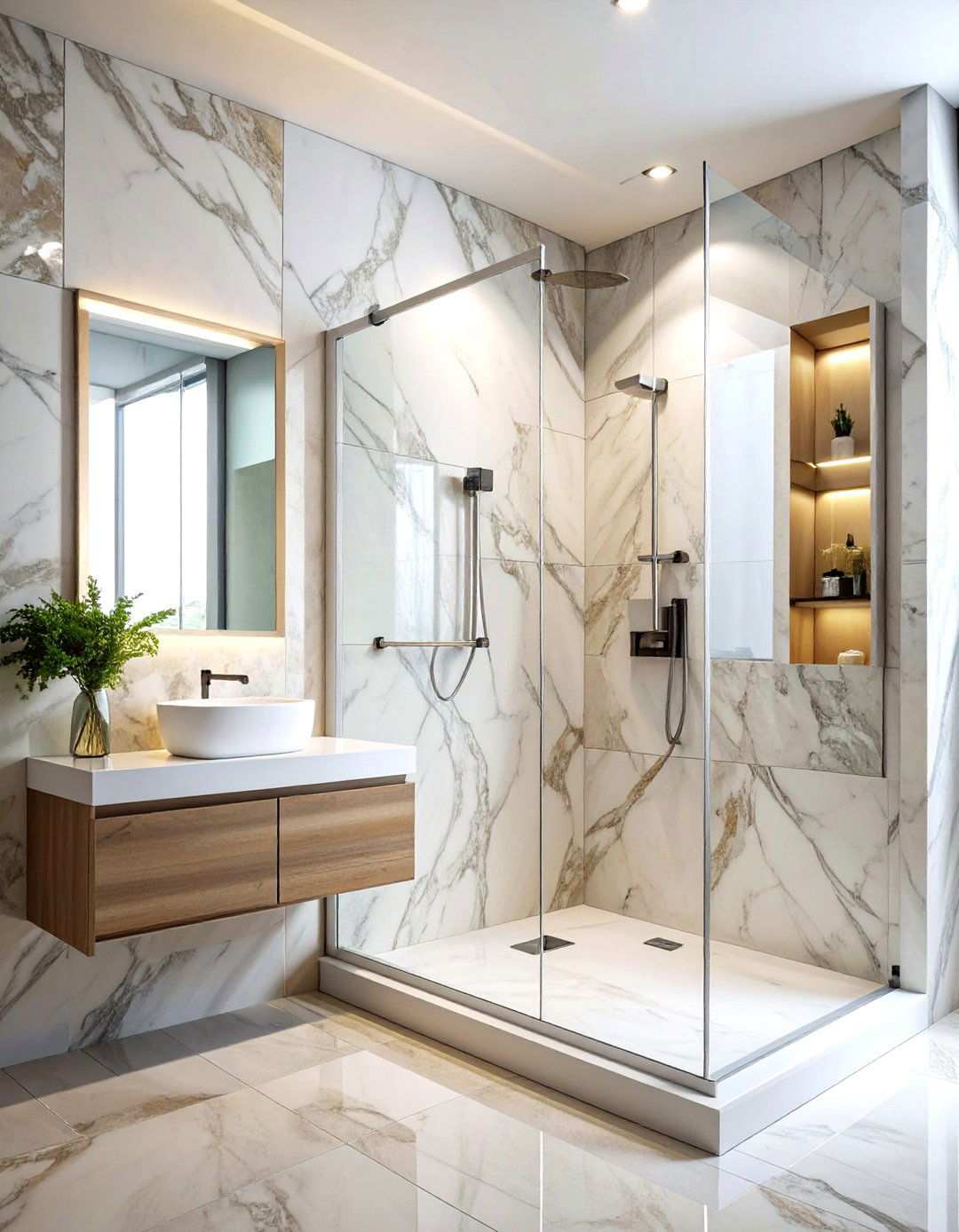 Polished Marble Shower Niche Luxury - 24 Marble Bathroom Ideas