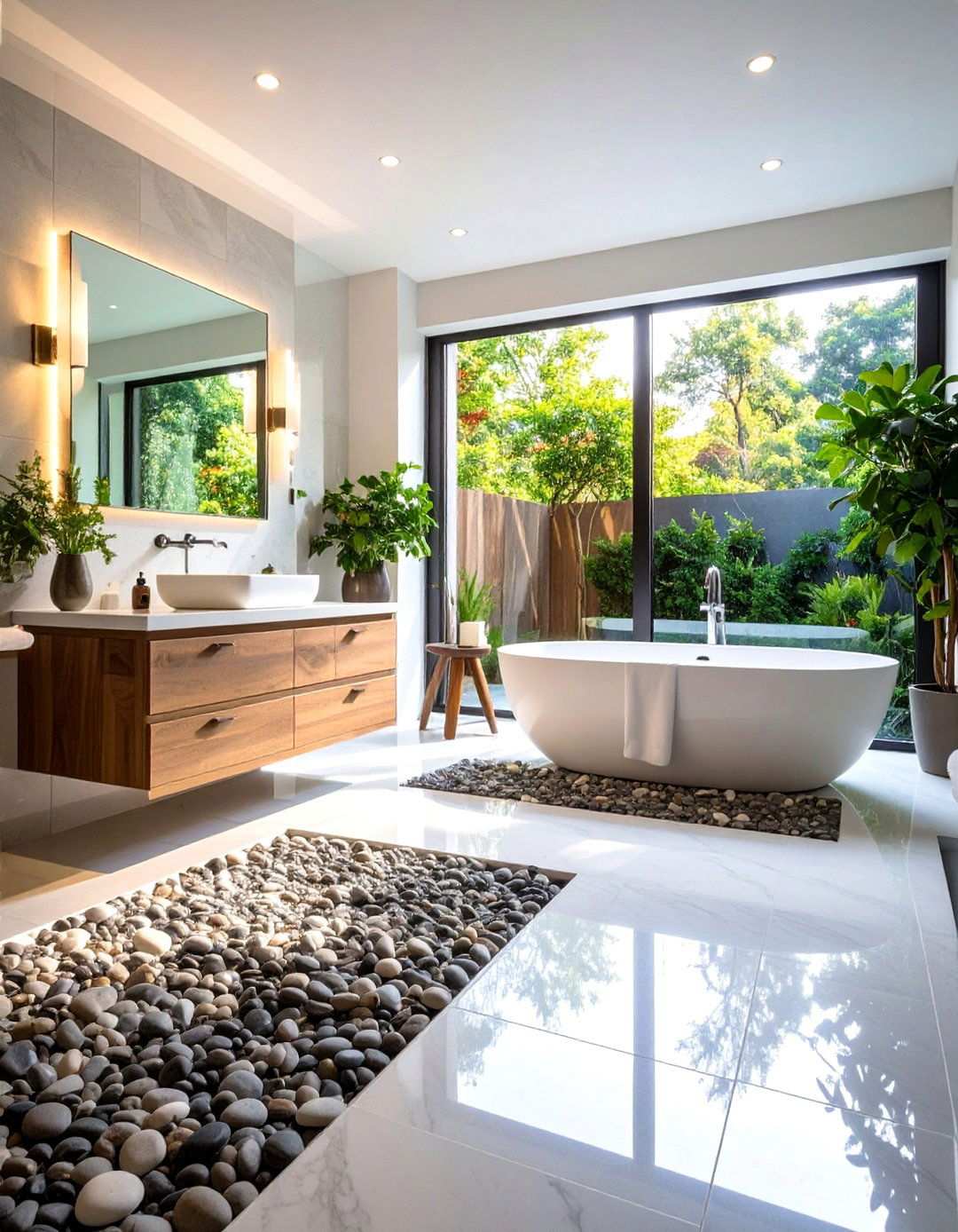 Polished Pebble Luxury Application - 24 Pebble Tile Bathroom Ideas