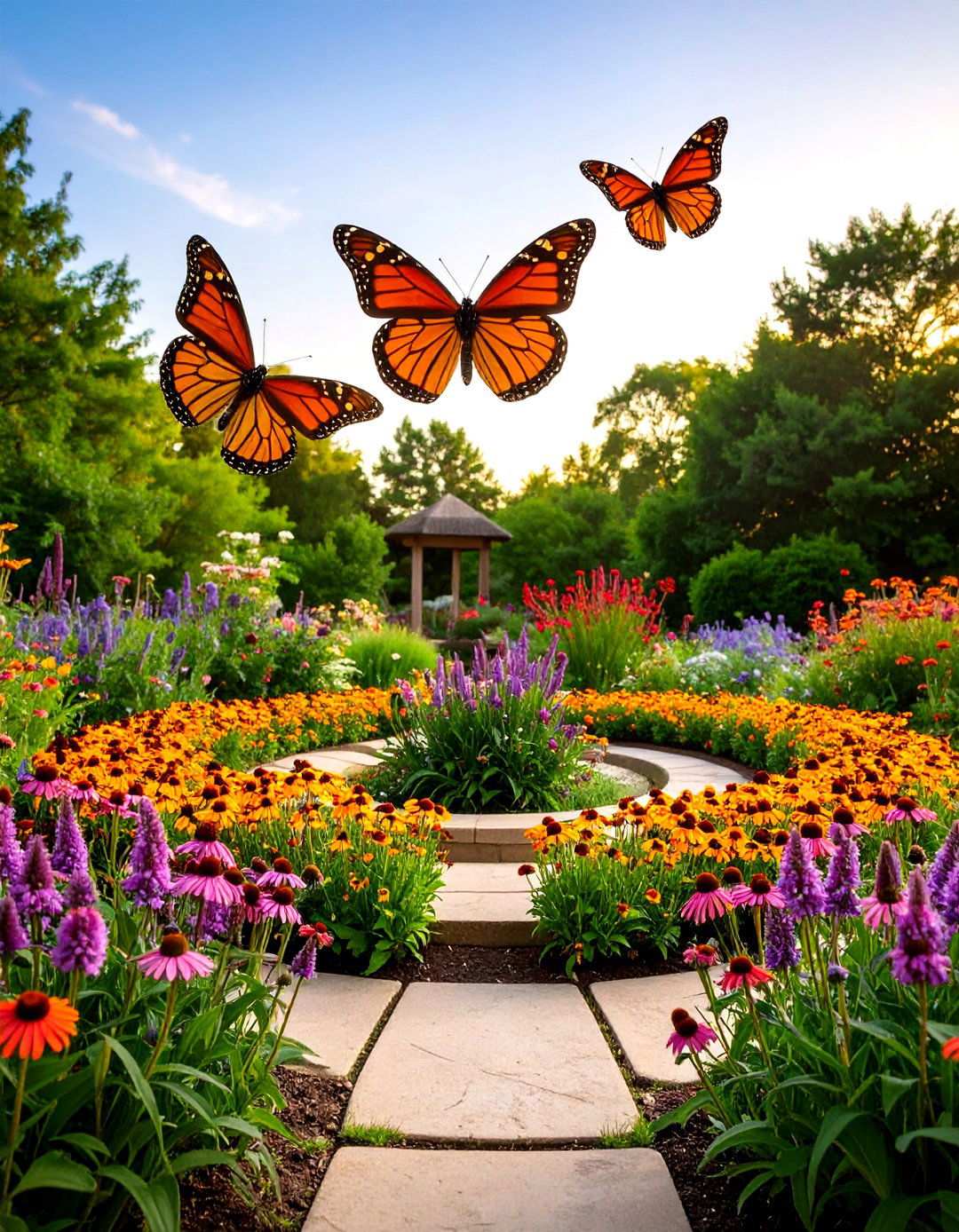 Pollinator Circle Garden with Native Butterfly Plants - 24 Round Garden Bed Ideas