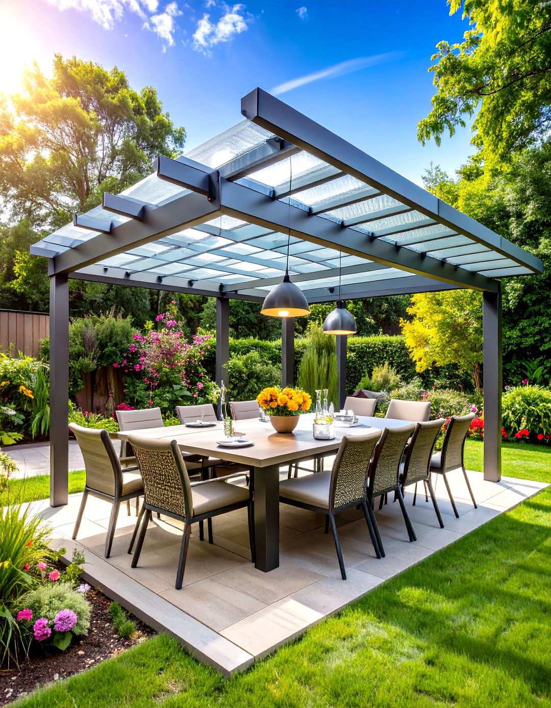 Polycarbonate Panel Roof - 24 Pergola Roof Ideas