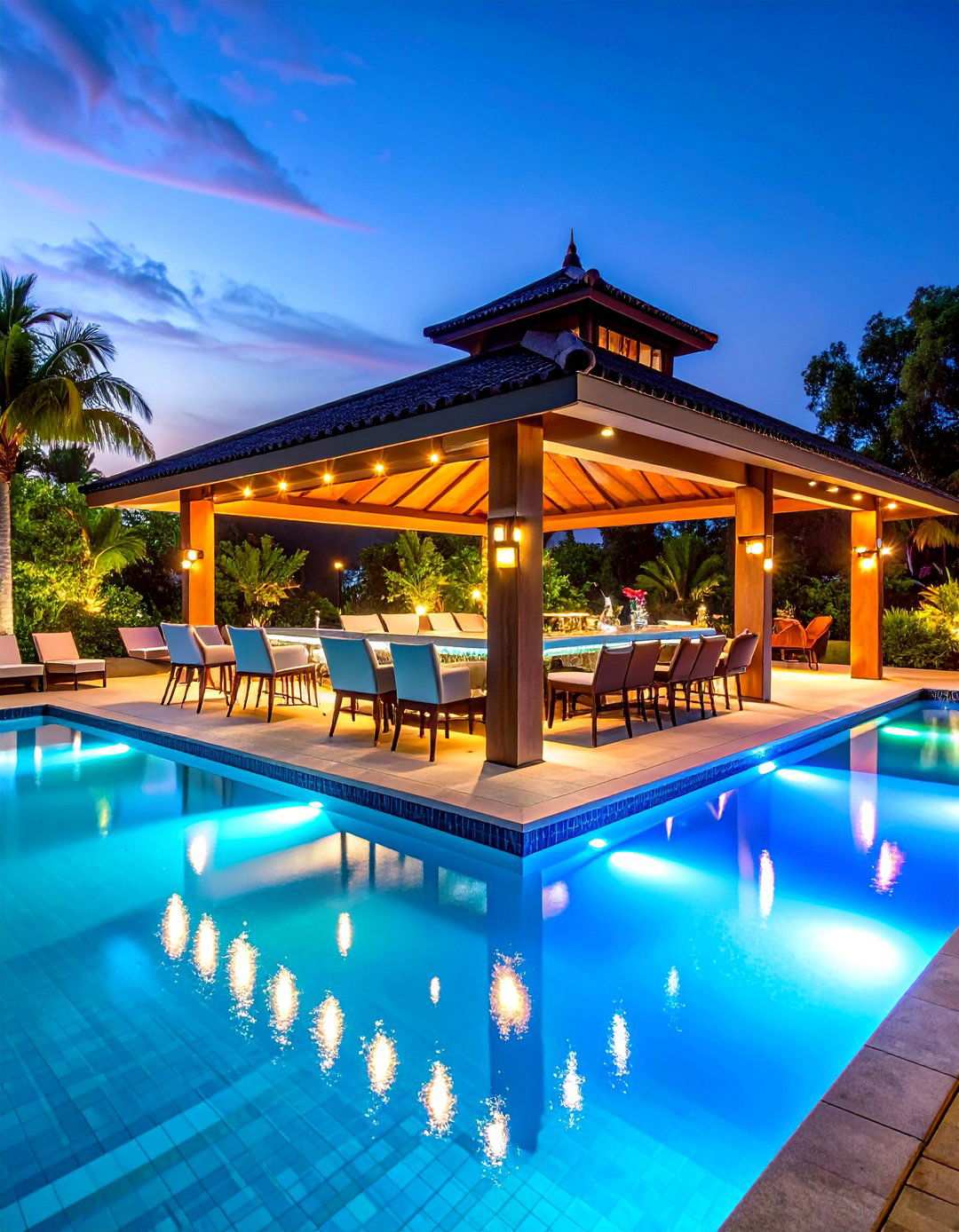 Pool Deck Gazebo with Swim Up Bar - 24 patio with a gazebo ideas