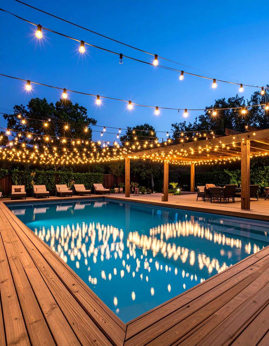 Pool Deck String Light Canopies - 24 Pool Lighting Ideas