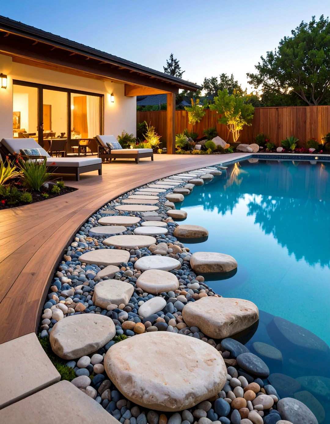 Pool Deck Transitions - 24 River Rock Edging Ideas