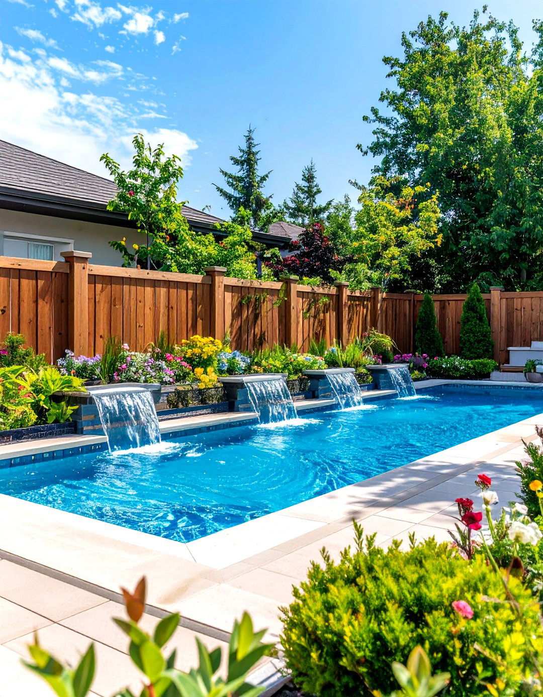 Pool Fence with Integrated Water Features - 24 Pool Fence Ideas