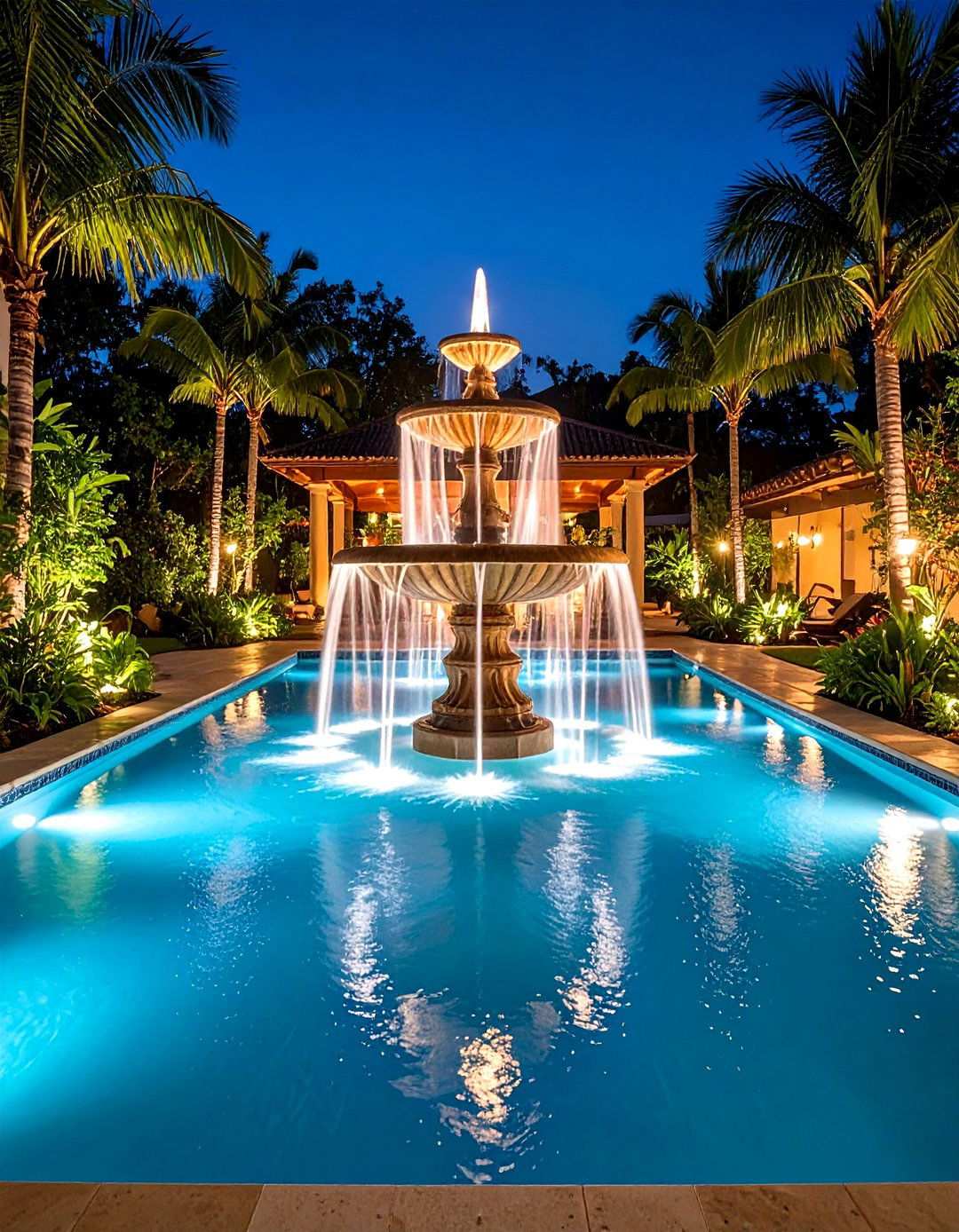 Pool Fountain Water Feature Lighting - 24 Pool Lighting Ideas