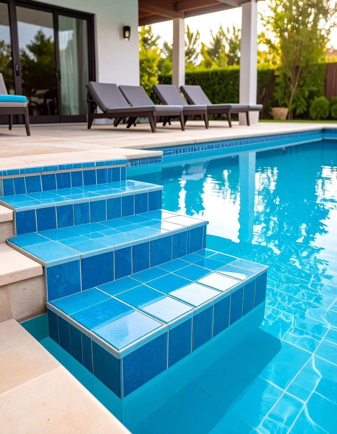 Pool Step Safety Tiles - 24 Pool Tile Ideas