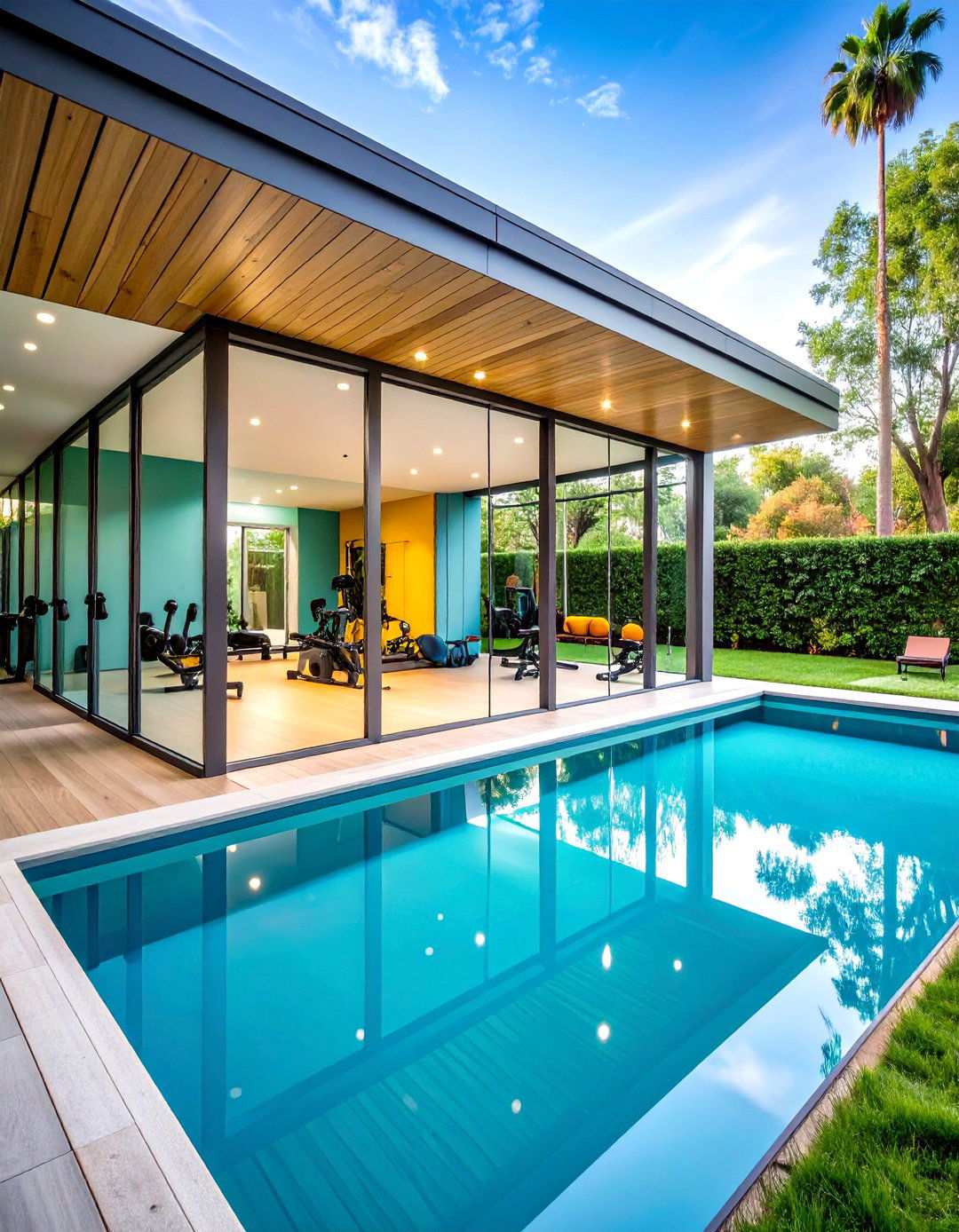 Poolside Gym Fitness Shed - 24 Pool Shed Ideas
