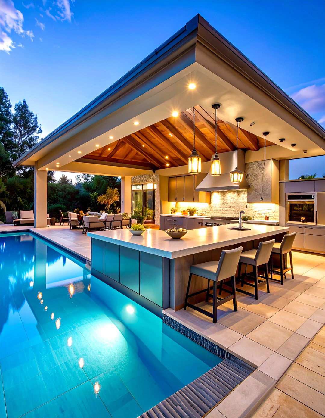 Poolside Paradise Pavilion - 24 Outdoor Kitchen with a Gazebo Ideas