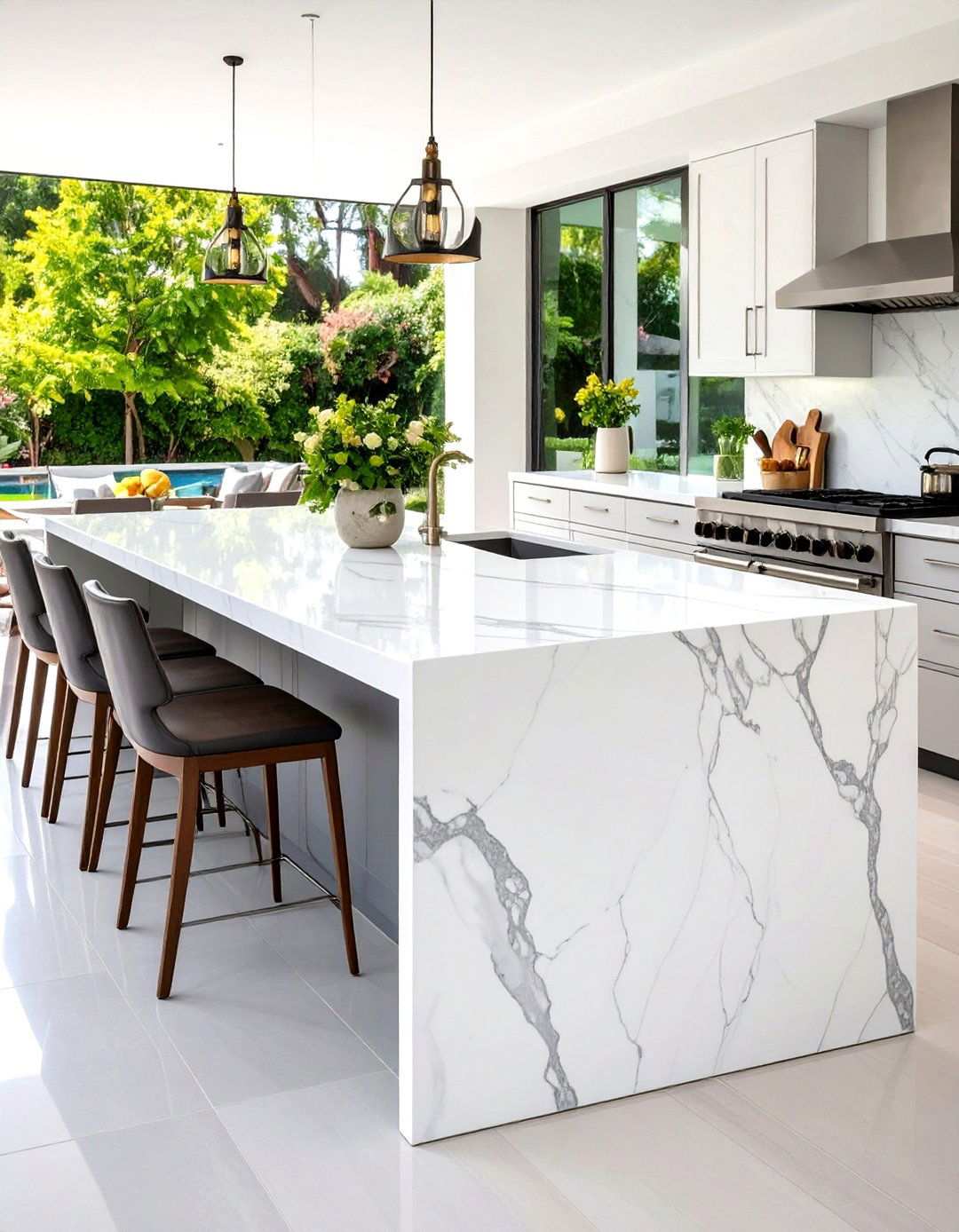 Porcelain Slab Large Format Design - 24 Outdoor Kitchen Countertop Ideas