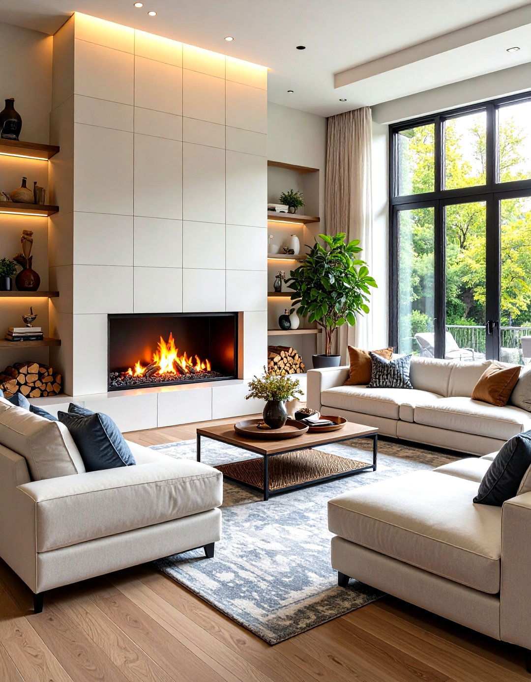 Porcelain Tile Linear Fireplace Surrounds - 24 linear fireplace ideas