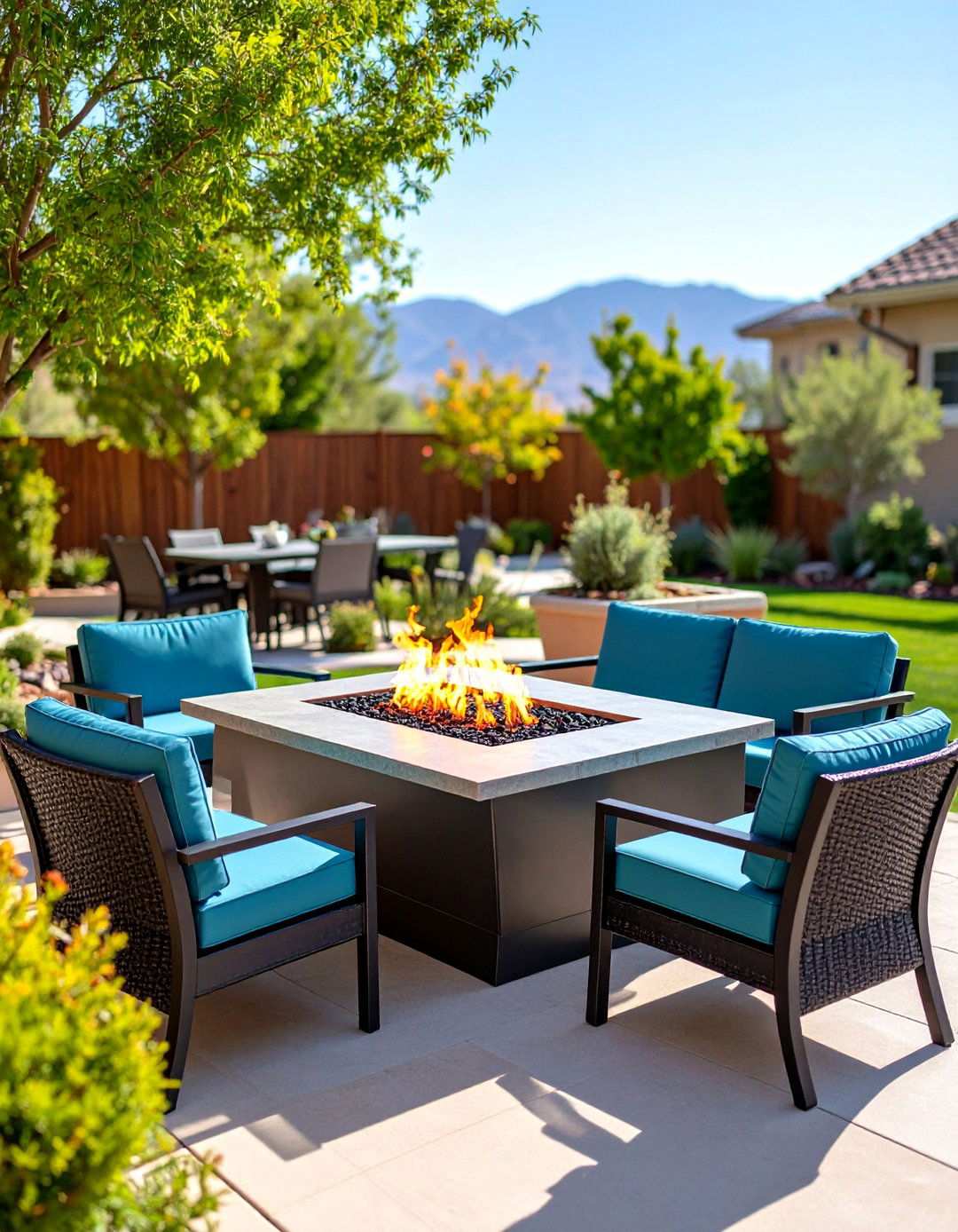 Portable Fire Table Entertainment Area - 24 Outdoor Fireplace Ideas