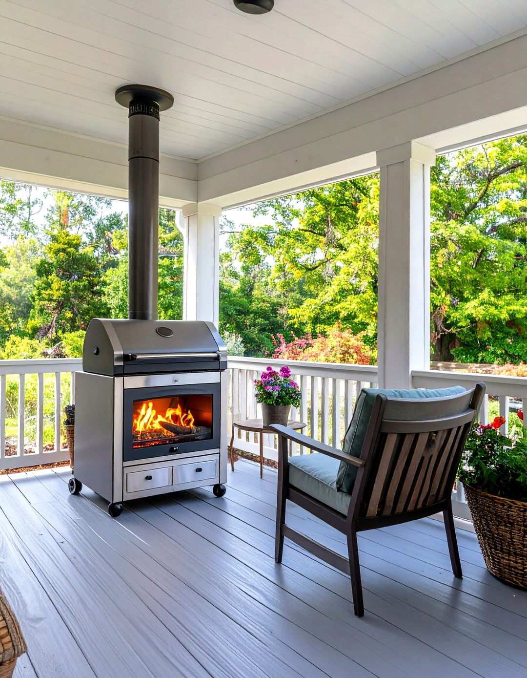Portable Gas Fire Feature - 24 Porch Fireplace Ideas