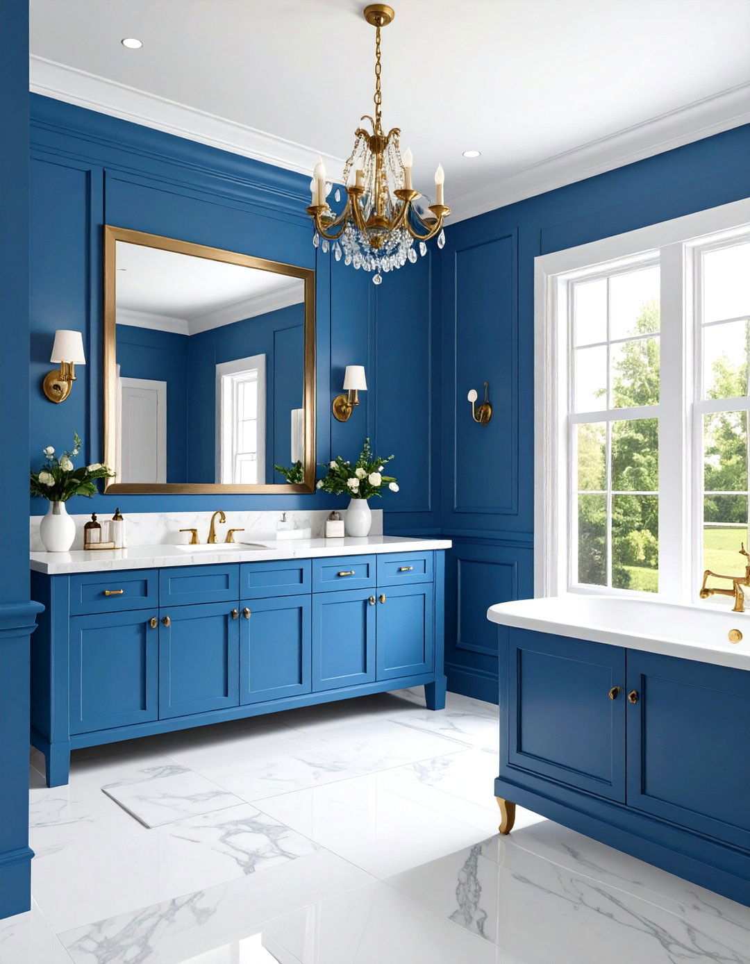 Powder Blue Traditional Paneling - 24 Powder Room Wainscoting Ideas
