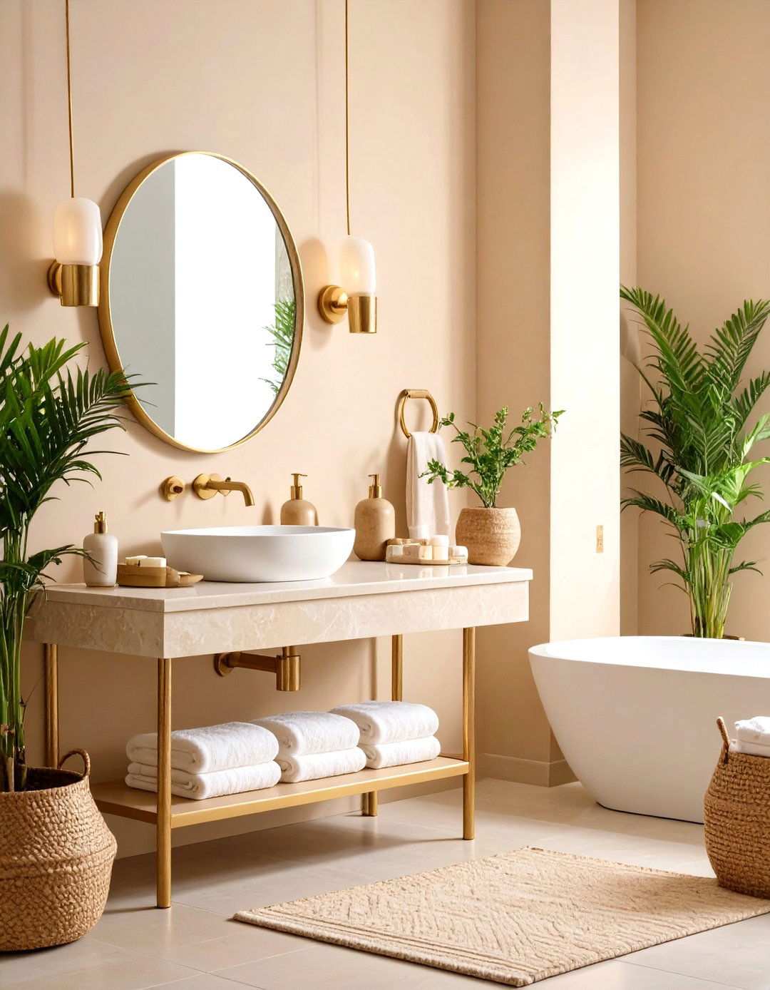 Powder Room Warm Beige Elegance - 24 Warm Color Palettes for Every Room in the House