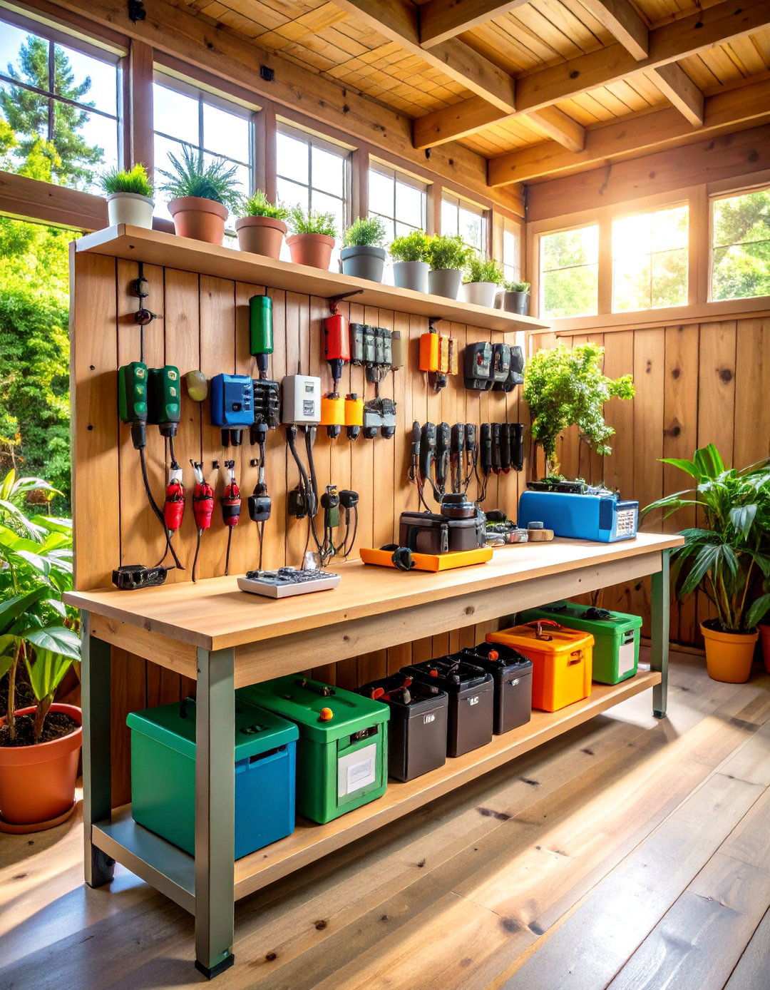Power Tool Charging Station - 24 Shed Organization Ideas