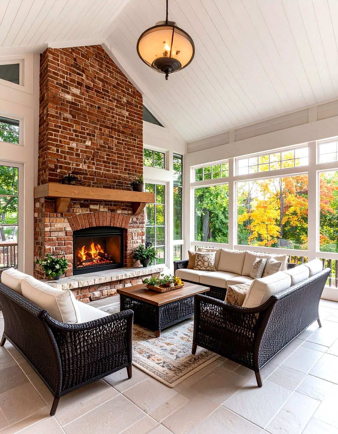 Prairie School Frank Lloyd Wright Fireplace - 24 Screened-in Porch With Fireplace Ideas