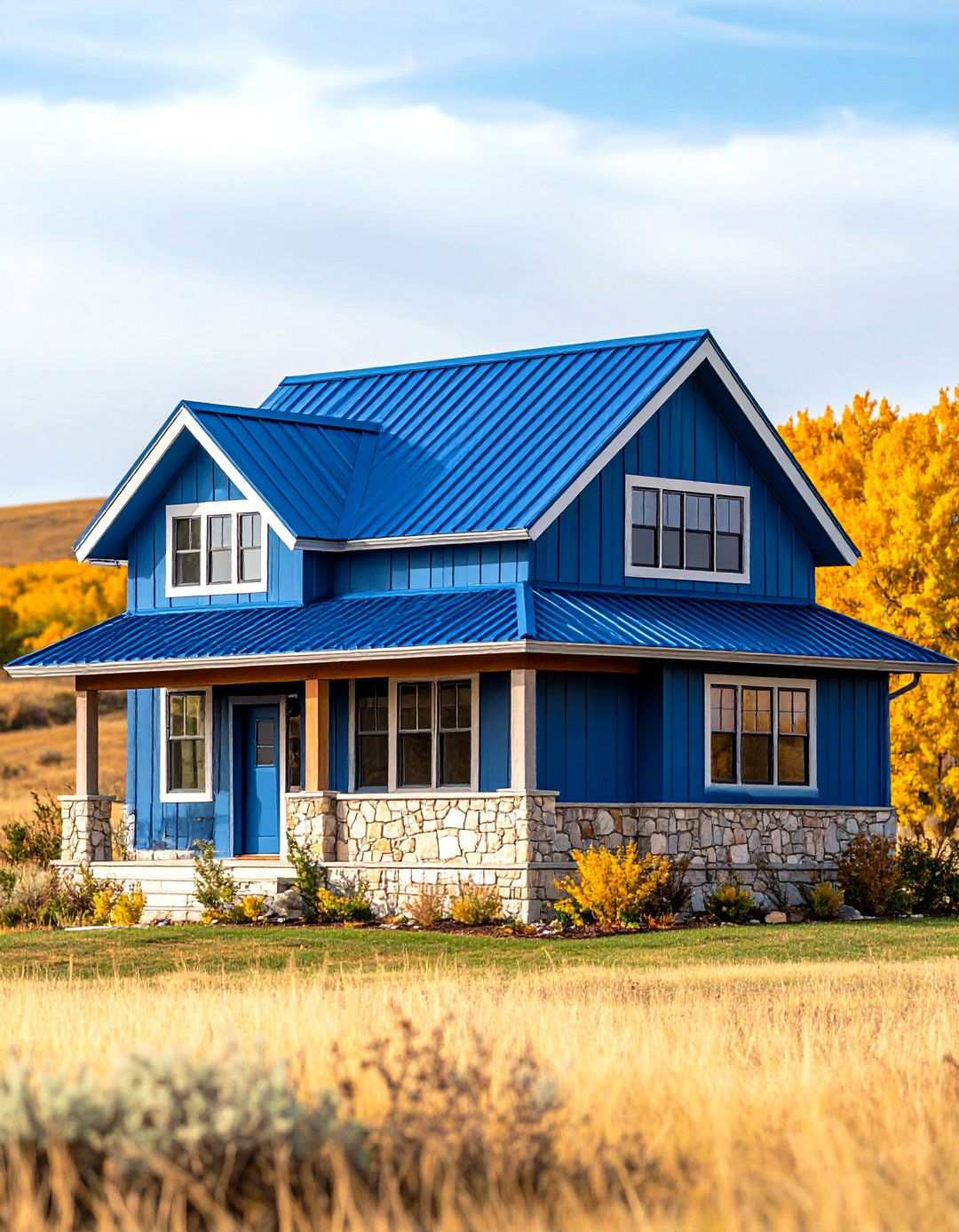 Prairie School Inspiration - 24 houses with blue metal roofs