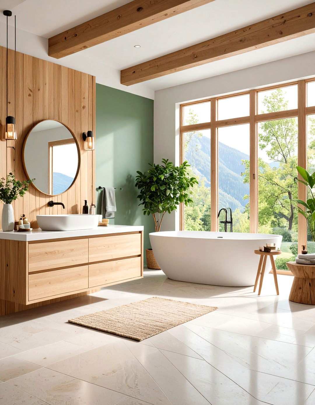 Prairie Style Bathroom with Natural Stone and Geometric Tiles - 24 Prairie-style Interior Design Ideas