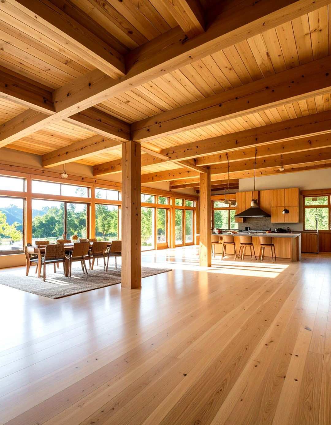 Prairie Style Horizontal Beam Layout - 24 Vaulted Ceiling With Beams