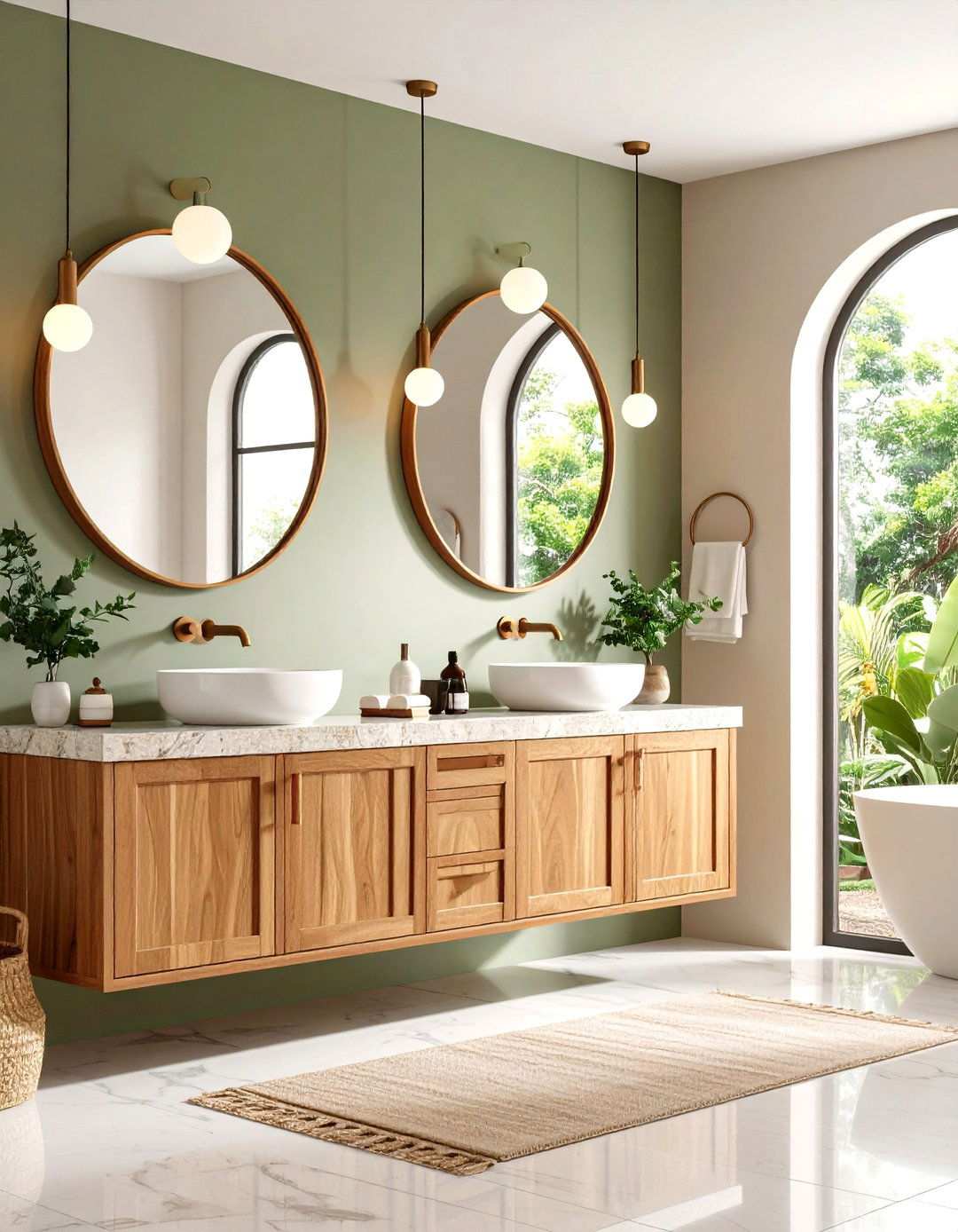 Prairie Style Master Bathroom with Dual Vanity Design - 24 Prairie-style Interior Design Ideas