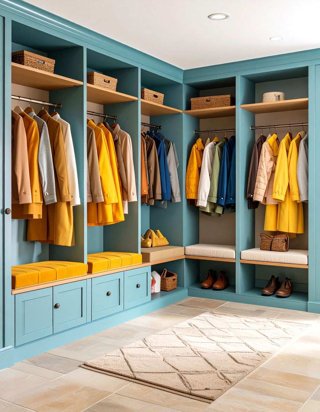 Prairie Style Mudroom with Built In Bench and Storage - 24 Prairie-style Interior Design Ideas