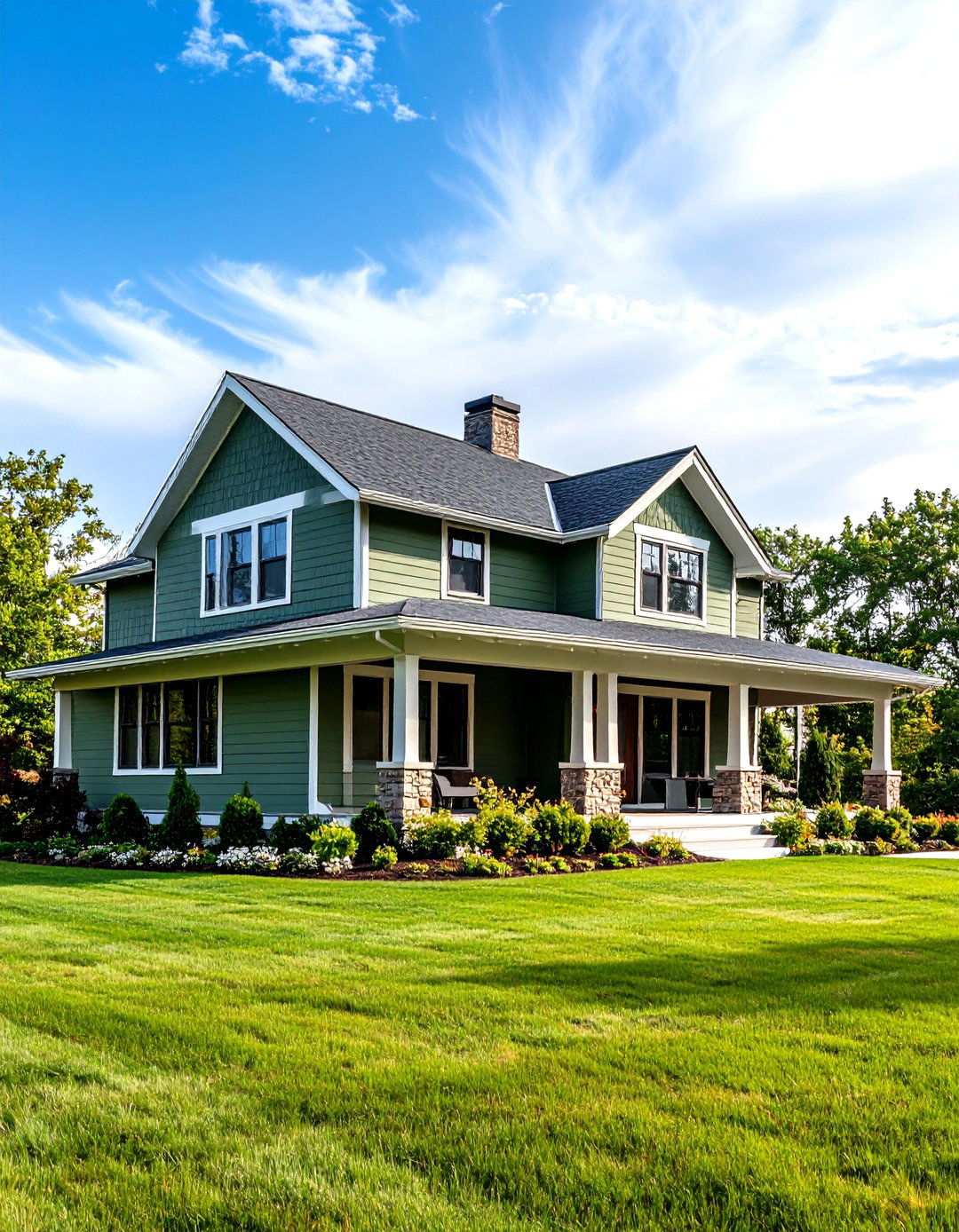 Prairie Style Olive Green Design - 24 Olive Green House Exterior Ideas
