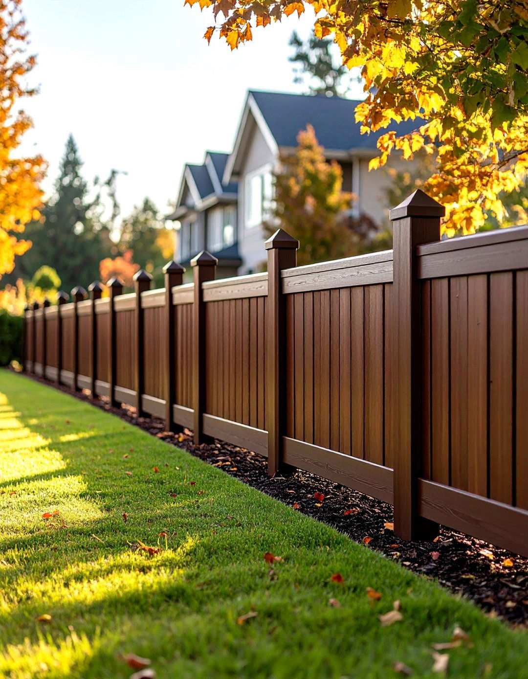 Premium Chestnut Brown Vinyl Fence - 24 Vinyl Fence Colors