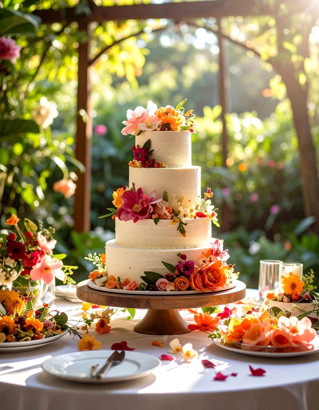 Pressed Floral Design Cake - 24 Small Wedding Cake Ideas