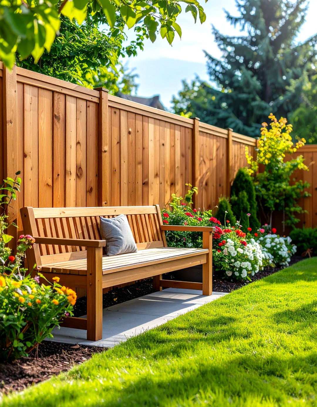 Privacy Fence with Built in Storage Bench - 24 Privacy Fence Ideas