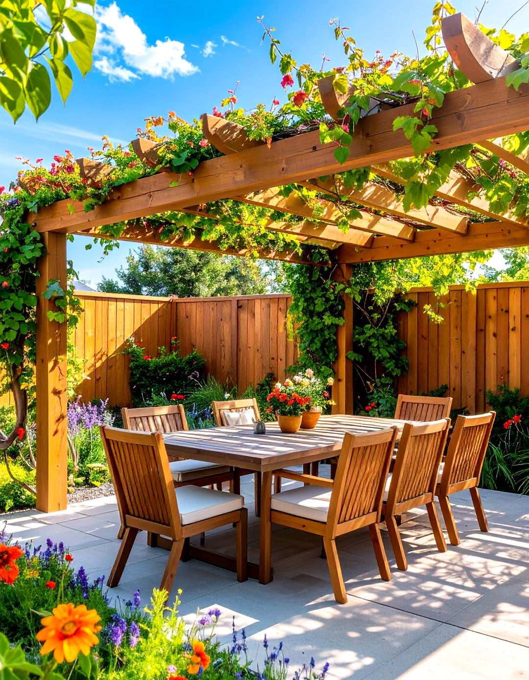Privacy Fence with Pergola Integration - 24 Privacy Fence Ideas