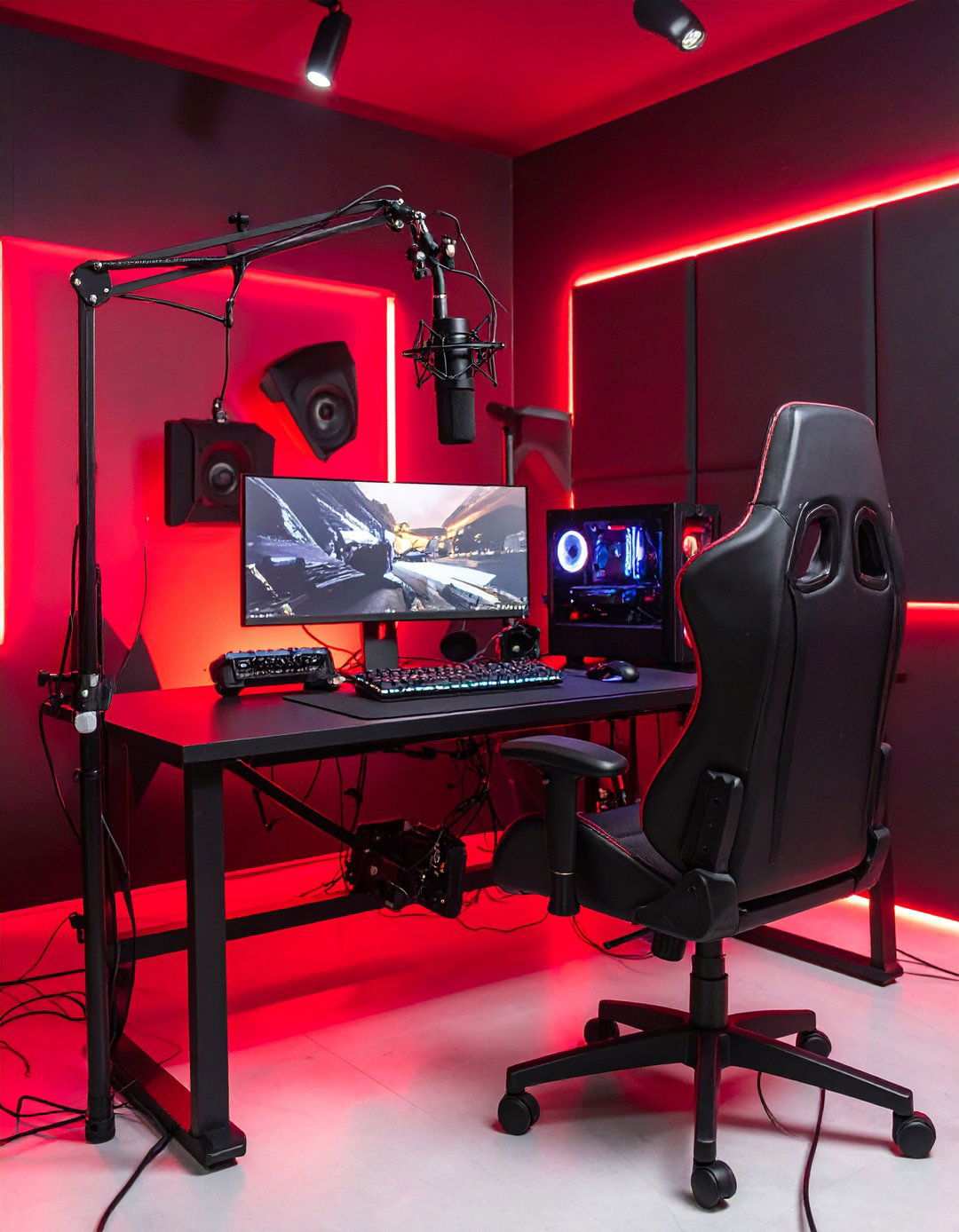 Professional Streaming Studio - 24 Red and Black Gaming Setup Ideas