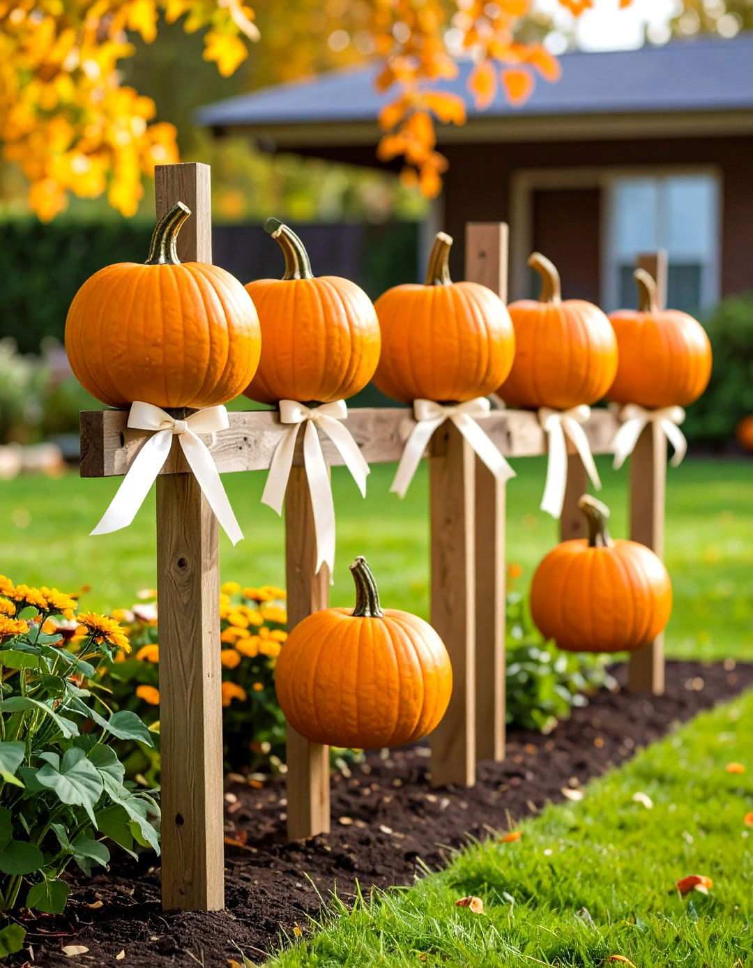 Pumpkin Topiary Garden Stakes - 24 Pumpkin Decor Ideas