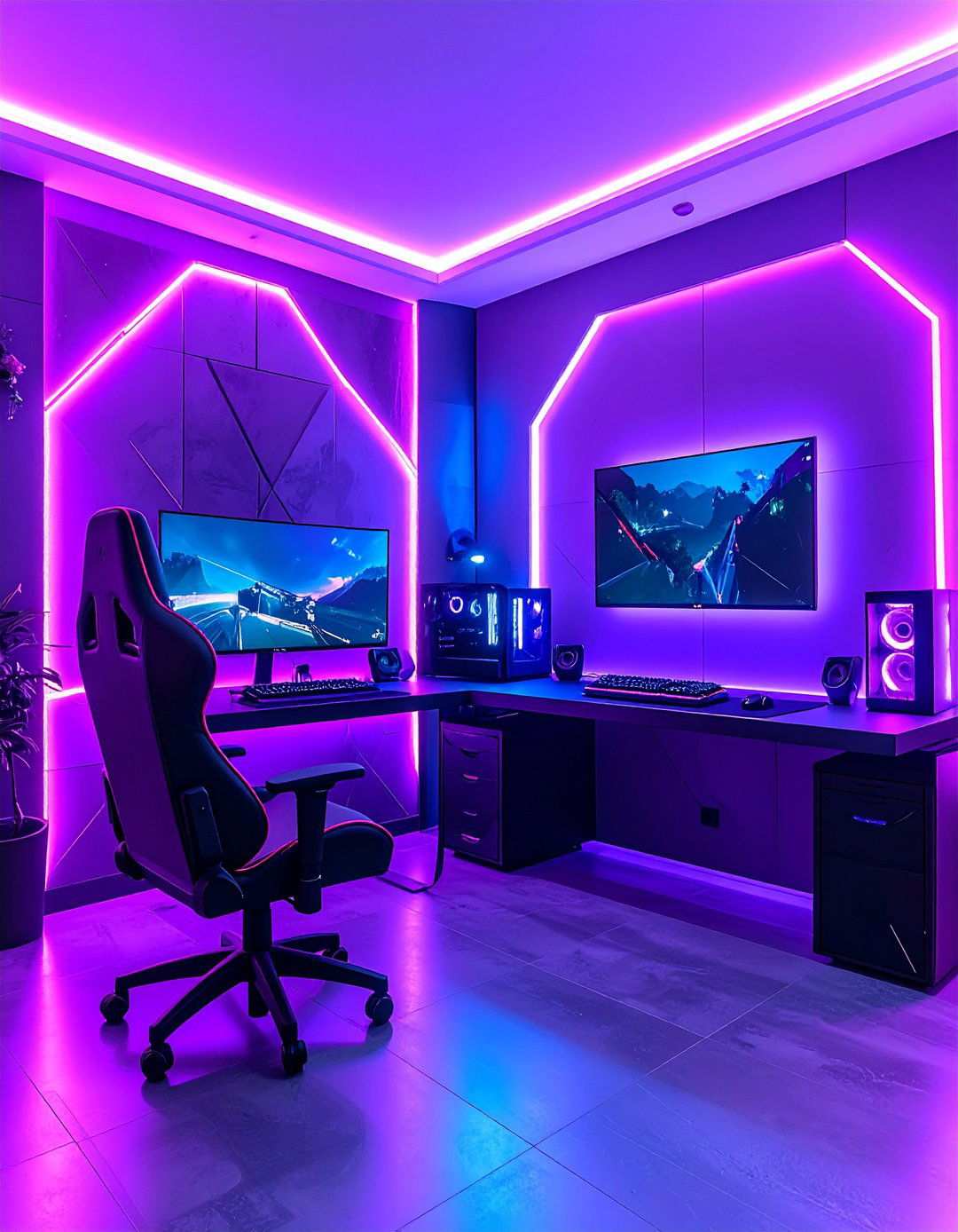 Purple Ambient Wall Lighting System - 24 Purple Gaming Setup Ideas