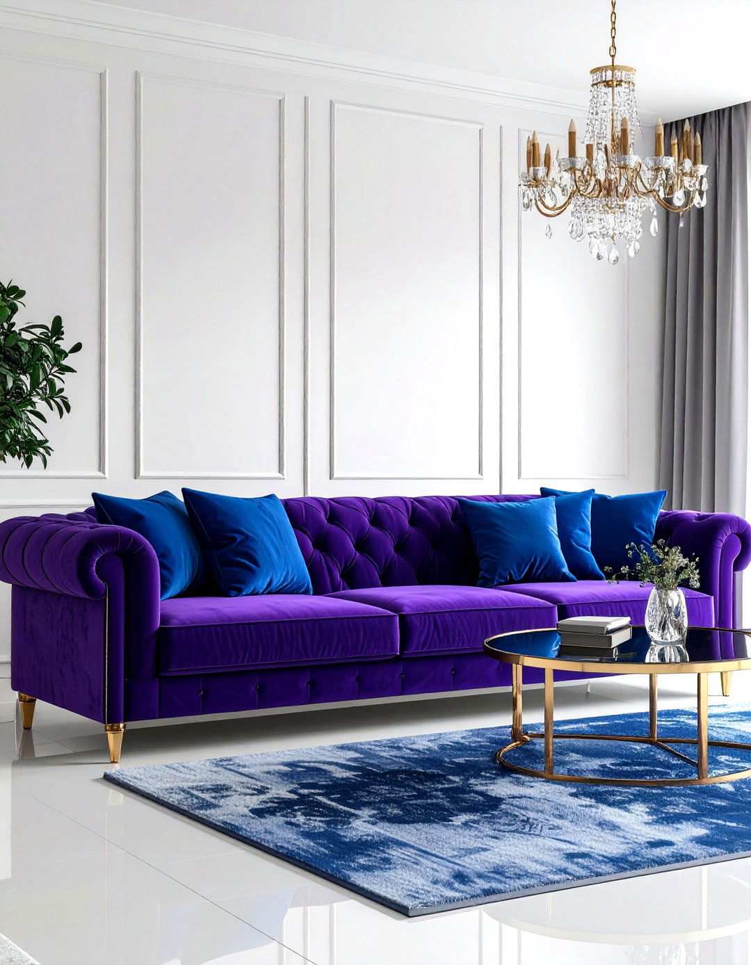 Purple and Blue Royal Sophistication - 24 Two Colour Combination for Living Room