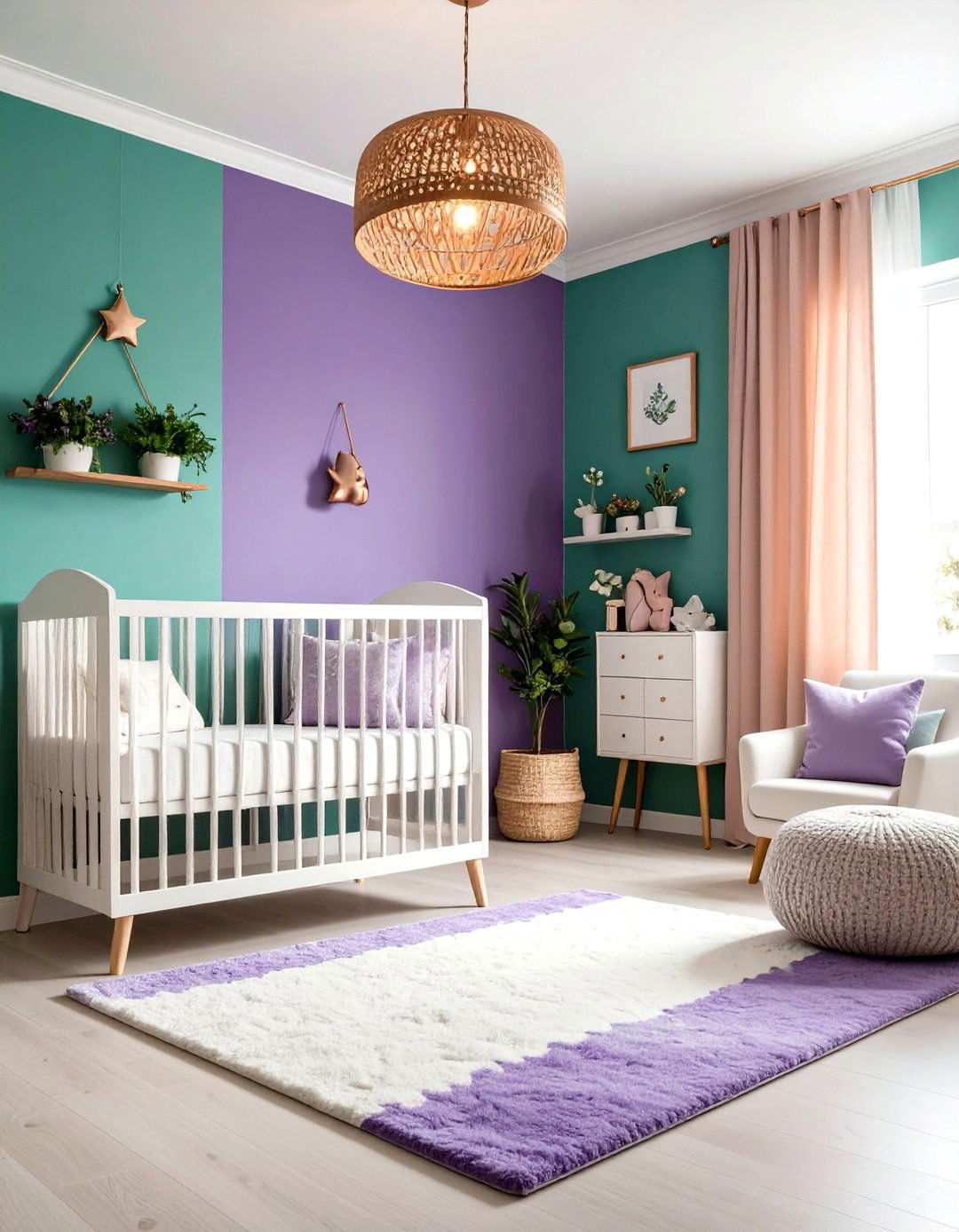 Purple and Mint Color Block Nursery - 24 Purple Nursery Ideas