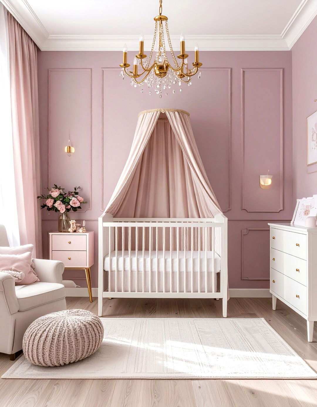 Purple and Rose Gold Elegant Nursery - 24 Purple Nursery Ideas