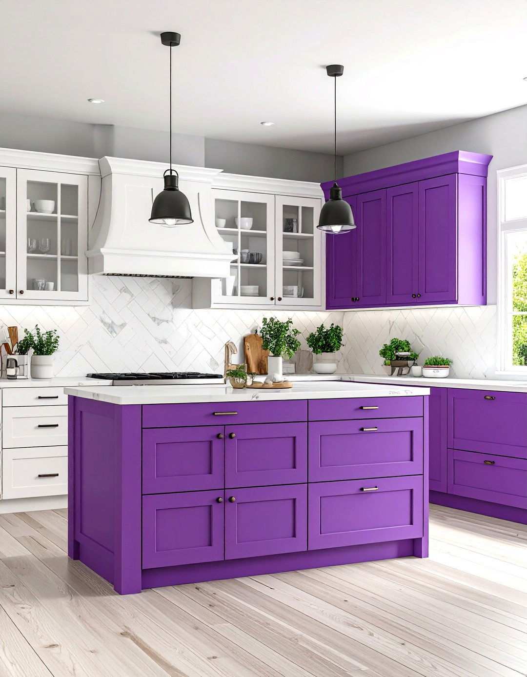 Purple and White Two Tone Kitchen - 24 Purple Kitchen Ideas
