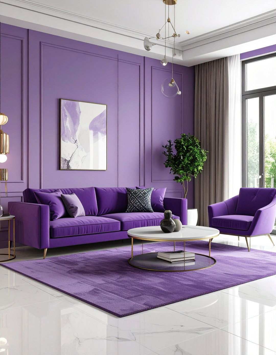 Purple Contemporary Living Room - 24 Purple Living Room Ideas