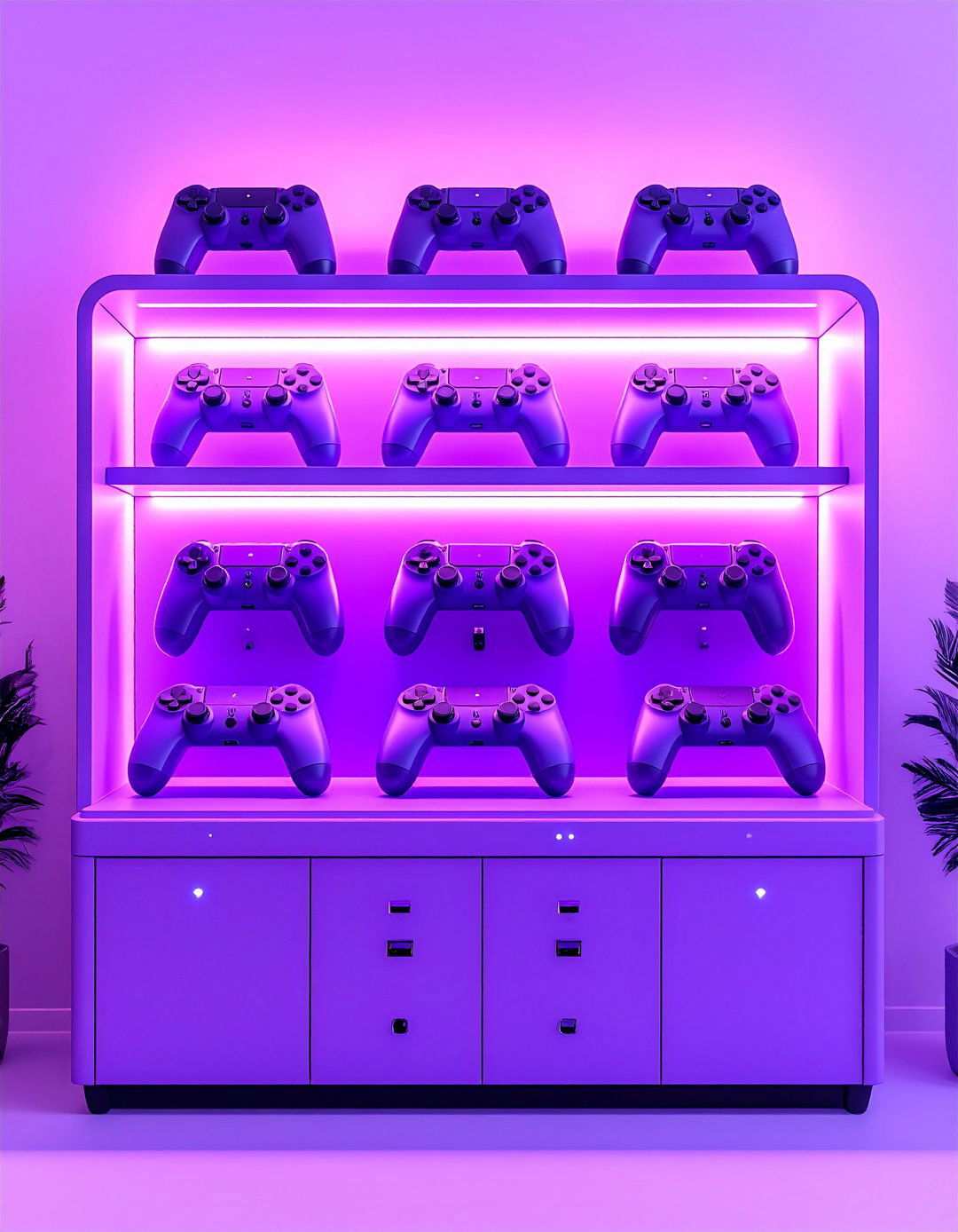 Purple Controller Charging Station - 24 Purple Gaming Setup Ideas