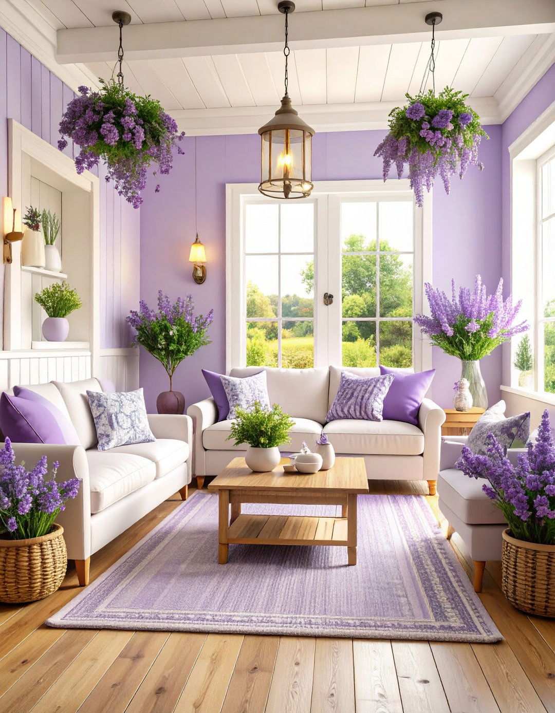 Purple Cottage Living Room - 24 Purple Living Room Ideas