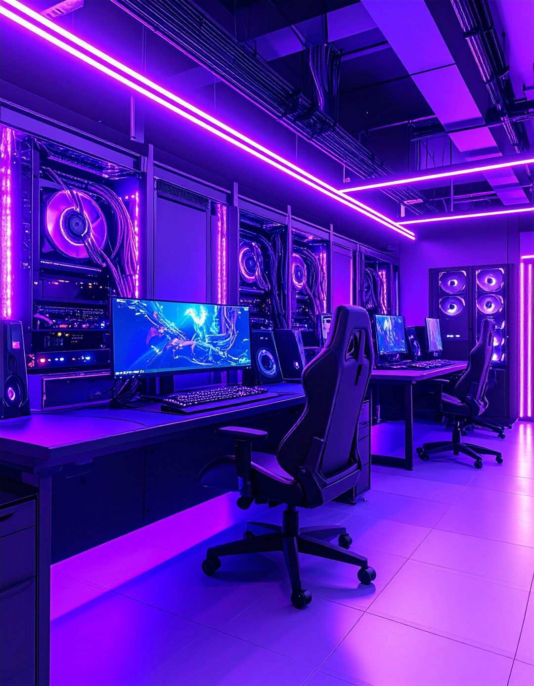 Purple Gaming Cable Management System - 24 Purple Gaming Setup Ideas