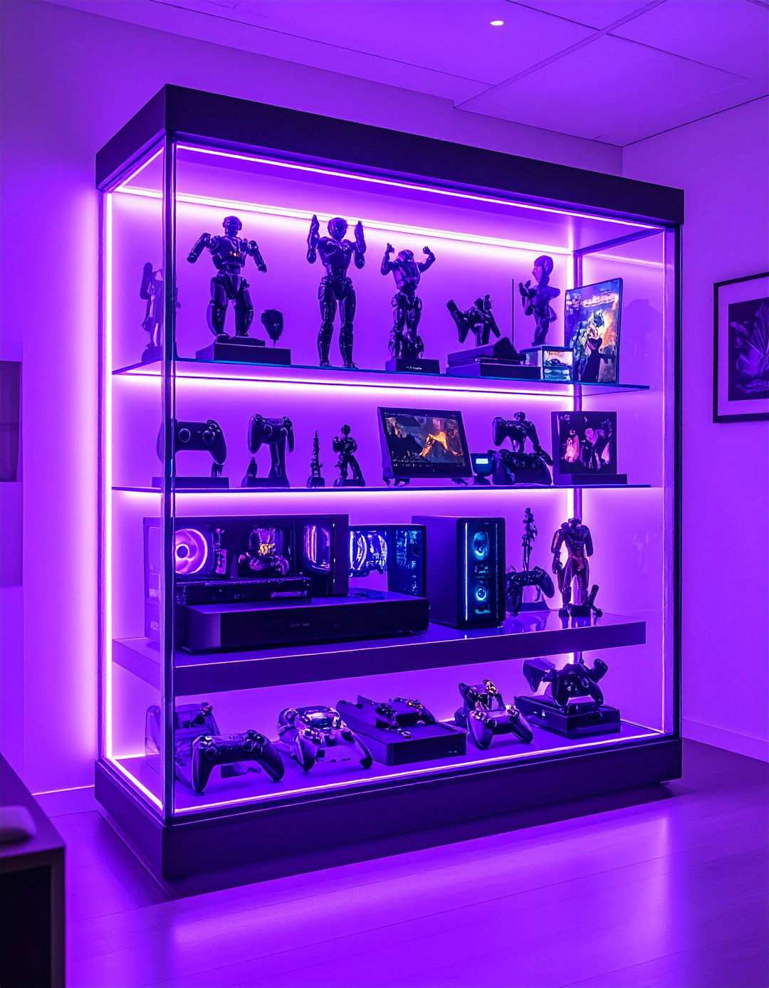 Purple Gaming Collectible Display Case - 24 Purple Gaming Setup Ideas