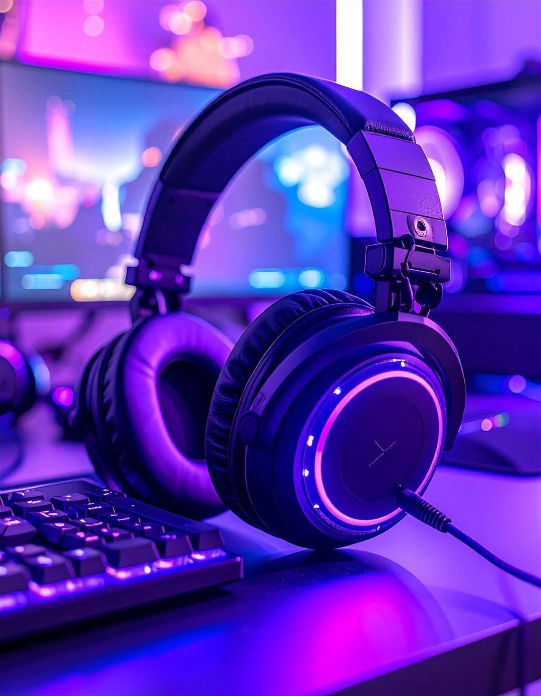 Purple Gaming Headset with Surround Sound - 24 Purple Gaming Setup Ideas