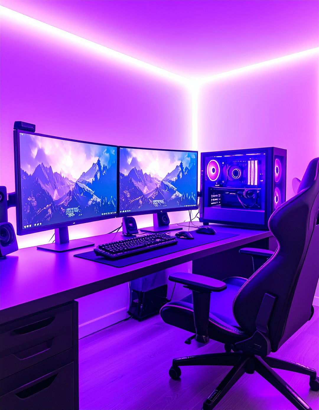 Purple Gaming Multi Monitor Setup - 24 Purple Gaming Setup Ideas