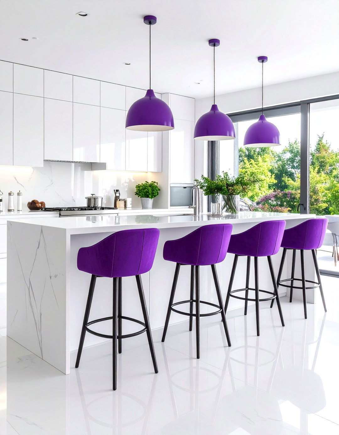 Purple Kitchen Bar Stool Accents - 24 Purple Kitchen Ideas