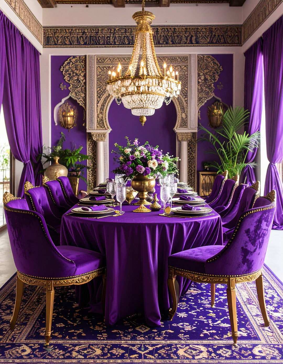Purple Moroccan Dining Room Theme - 24 Purple Dining Room Ideas